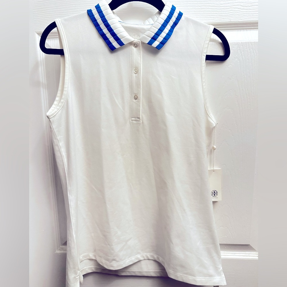Tory Sport Pique sleeveless polo Size L